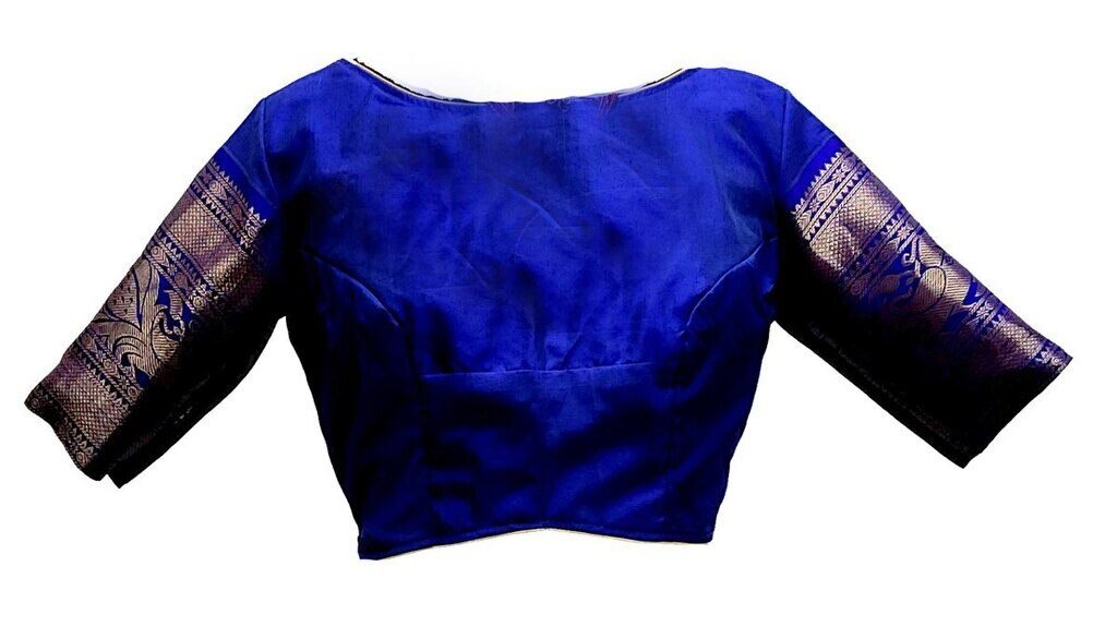 4Womens Hand Embroidery Maggam Work Blouse (Blue Colour)